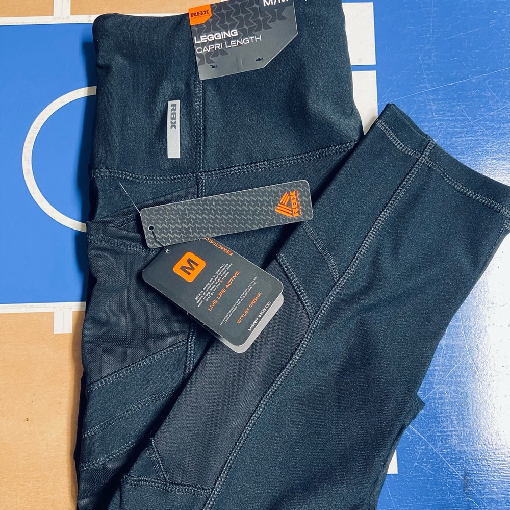 NWT RBX Black Leggings with Mesh Accents